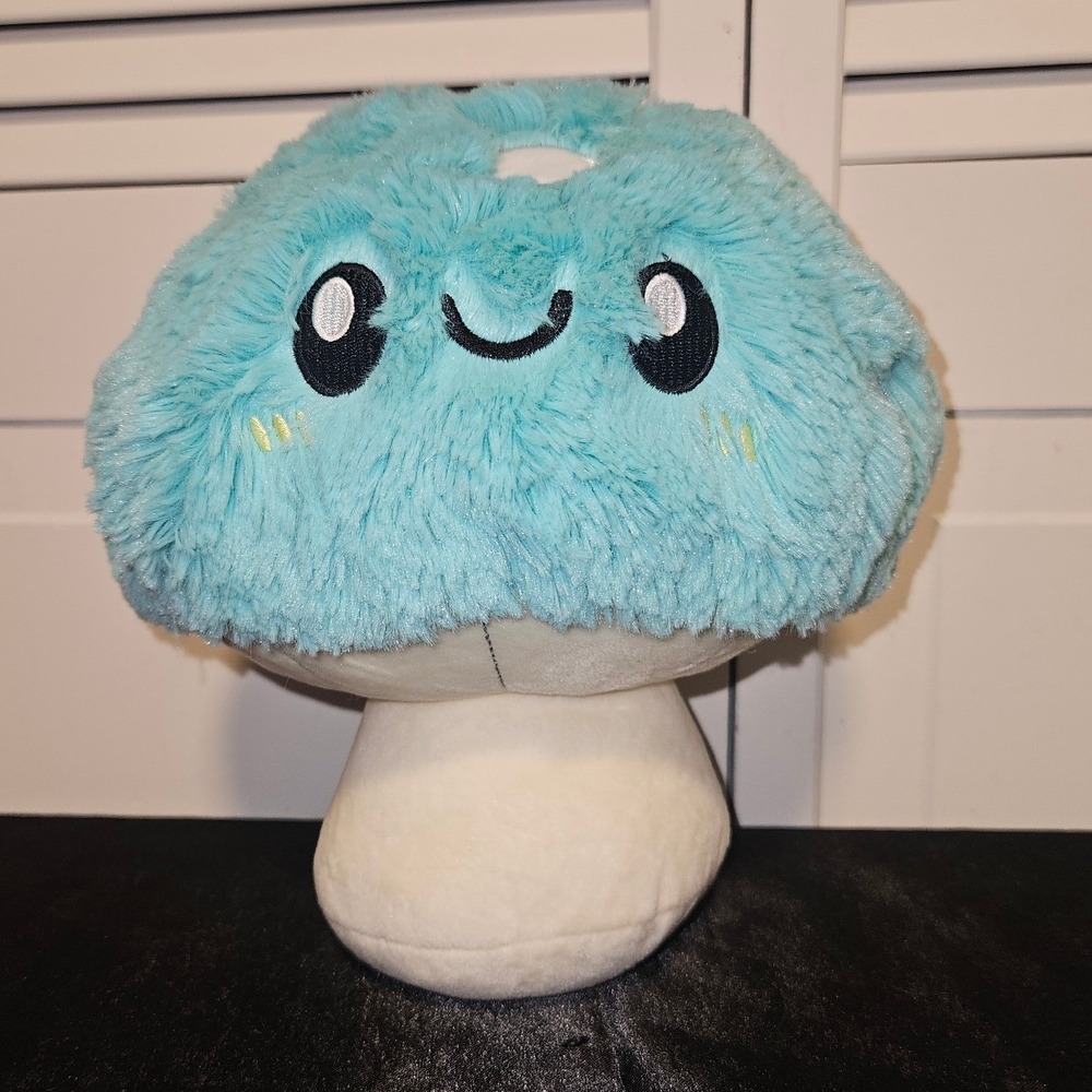Squishable Mushroom Plush Aqua Blue Shaggy Toadstool Stuffed Toy SOHO NYC 7 inch